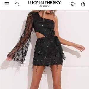 Lucy in the sky “One Shoulder Dress in Black”
